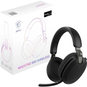 Casti audio MSI Maestro 500 wireless Bluetooth, negru, cu microfon si ANC