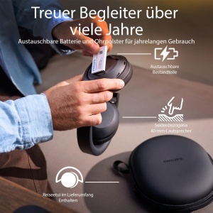 Casti audio Philips TAH8000EBK00, Bluetooth, 70 ore autonomie, Negru - Img 3