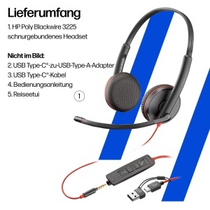 Casti audio Poly Blackwire 3225 cu microfon noise cancelling, USB-C si 3.5mm - Img 7