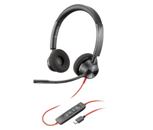 Casti audio Poly Blackwire 3320 USB-C Negre cu adaptor USB-A