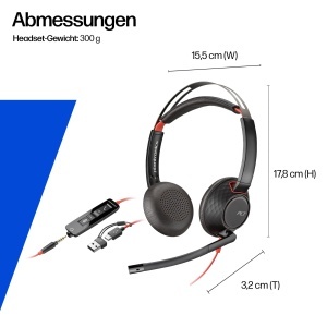 Casti audio Poly Blackwire 5220, Noise Cancelling, USB-CUSB-A3,5 mm, Negru - Img 6