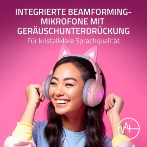Casti audio Razer Kraken Kitty V2 BT, Bluetooth 5.2, RGB, 40 ore autonomie, Quartz - Img 5