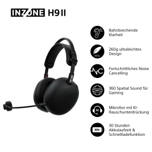Casti audio Sony INZONE H9 II, Noise Canceling, Bluetooth, Negru - Img 2