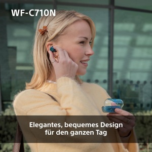 Casti audio Sony WF-C710N, Noise Cancelling, 40h autonomie, Albastru de sticla - Img 5