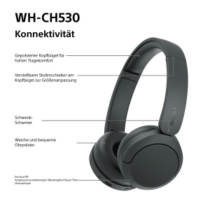 Casti audio Sony WH-CH530 Bluetooth, Negru, 55 ore autonomie, DSEE - Img 8