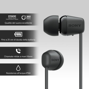 Casti audio Sony WI-C100, Bluetooth, 25 ore autonomie, negru - Img 4