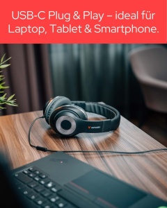 Casti audio Verbatim TruSound USB-C, 40mm, Negru, cu Microfon - Img 4