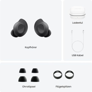 Casti Bluetooth fara fir Samsung Galaxy Buds FE incl. carcasa de fasole araree, anulare activa a zgomotului (ANC), 3 microfoane, control tactil, bas profund, cu cablu de incarcare, grafit [Exclusiv la Amazon] - Img 11