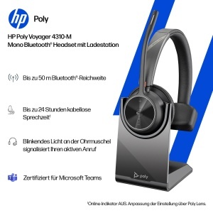 Casti Bluetooth Poly Voyager 4310 UC, Noise Cancelling, Compatibil Teams si Zoom - Img 2