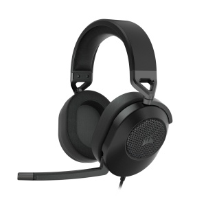 Casti de gaming cu fir multiplatforme CORSAIR HS65 SURROUND - Sunet surround Dolby 7.1 - SonarWorks SoundID - Compatibil iCUE - PC, Mac, PS5, PS4, Xbox, Nintendo Switch, Mobile - Carbon