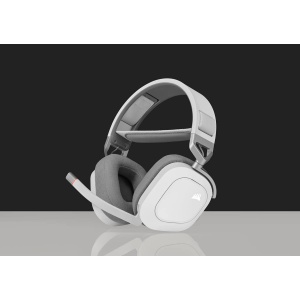 Casti de gaming multiplatforma CORSAIR HS80 RGB WIRELESS - Dolby Atmos - Microfon omnidirectional - Compatibil iCUE - PC, Mac, PS5, PS4 - Alb - Img 2