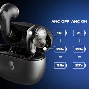 Casti fara fir intraauriculare Skullcandy Rail ANC cu anulare a zgomotului durata de viata a bateriei de 27 de ore micro compatibile cu dispozitive iP - Img 3