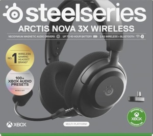 Casti fara fir pentru jocuri SteelSeries Arctis Nova 3X - Control aplicatie - Baterie de 40 de ore - Driver magnet de neodim - 2.4GHz/Bluetooth - Microfon detasabil - Xbox, PS5, PC, Switch, Mobil - Negru - Img 14