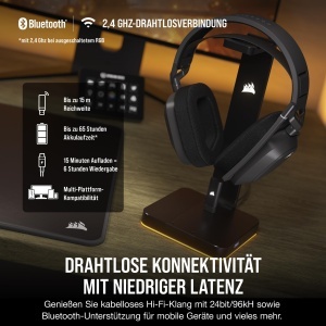Casti gaming wireless Corsair HS80 MAX Dolby Atmos Bluetooth gri otel - Img 3
