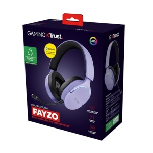 Casti pentru jocuri Trust Gaming GXT 491P Fayzo Bluetooth + 2.4GHz, sunet surround 7.1, durata de viata a bateriei 22H, 35% casti over-ear RGB din plastic reciclat PC wireless Bluetooth PS5 PS4 Switch, violet - Img 18