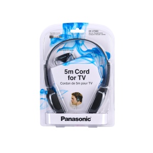 Casti stereo cu fir Panasonic RP-HT090, usoare pentru confort superior, cablu de 5 m pentru utilizare TV, difuzoare de 30 mm, gri - Img 5