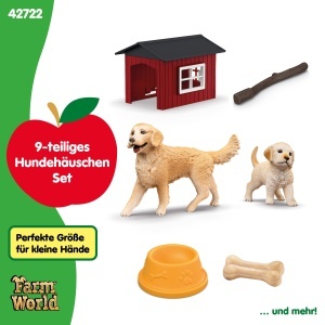 Casuta pentru caini schleich Farm World cu Golden Retriever si pui, 9 piese - Img 5