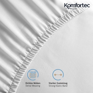 Cearsaf Komfortec Jersey 90x200 cm, 100% Bumbac, Alb - Img 2