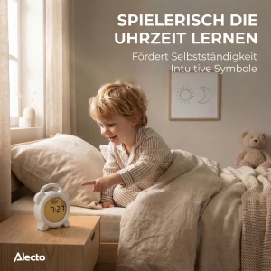 Ceas desteptator pentru copii Alecto BC-100, cablu Micro-USB, cu lumini ajustabile - Img 4