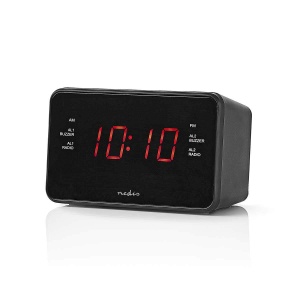 Ceas digital cu radio Nedis - 20 presetari AMFM, proiectie ora, snooze, negru