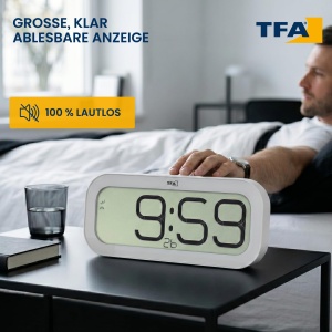 Ceas digital de perete TFA Dostmann 60.4514.02, cu 5 sunete, alb - Img 3