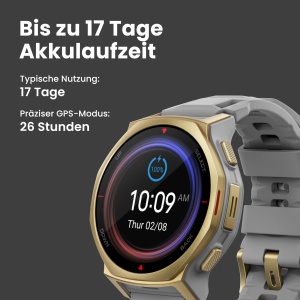 Ceas inteligent Amazfit T-Rex 3 Pro, 44 mm, AMOLED, GPS dual, 180 sporturi, negru-auriu - Img 6