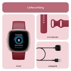 Ceas inteligent Fitbit Versa 4, 6 zile autonomie, compatibil AndroidiOS, culoare HimbeerrotAluminium - Img 7