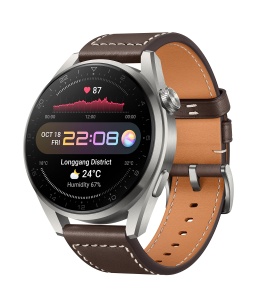 Ceas inteligent Huawei Watch 3 Pro cu bratara din piele, fitness tracker
