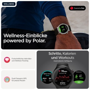 Ceas inteligent Motorola Moto Polar negru, 47 mm, cu GPS si autonomie de 13 zile - Img 3
