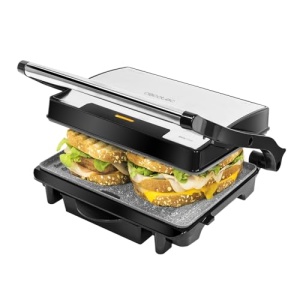 Cecotec Rock'nGrill 1500 Gratar electric rapid. Placare RockStone Stone, placa superioara reglabila pe inaltime, tava de grasime, putere de 1500 W, placare ecologica (1500 W)