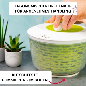 Centrifugare pentru salata Westmark, capacitate: 4,4 litri, o 23,5 cm, plastic, fara BPA, filare culoare: transparent/alb/verde, 243022EA - Img 4