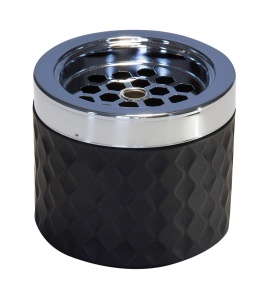 Cenusar APS 564, din metal cromat si sticla, 9,5 cm, negru