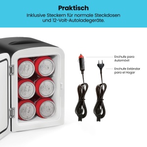 Chefman | Mini frigider portabil Iceman Black, raceste si incalzeste, Frigider mic cu 4 litri, 6 compartimente pentru produse cosmetice, gustari, machiaj, alimentare AC/DC, casa/masina/dormitor - Img 5