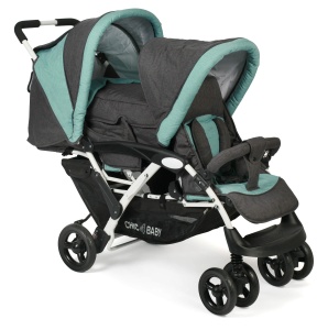 CHIC 4 BABY - Carucior Sibling DUO cu landou si husa de ploaie, Carucior Sibling pentru doi copii, carucior twin, carucior twin, carucior tandem, carucior tandem, carucior, menta melange
