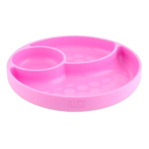 Chicco Babyteller 12 luni silicon alimentar roz cu ventuza si sectiuni separate