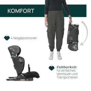 Chicco Fold & Go i-Size, Scaun auto pentru copii 100-150 cm, Scaun auto reglabil pentru copii 3-12 ani (15-36 kg), Grupa 2/3, pliabil si portabil, cu protectie laterala, reglabil pe inaltime si latime, negru - Img 6
