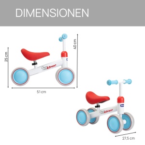 Chicco Ride-ON Quadcycle fara pedale bicicleta fara pedale pentru copii patru roti rulare lina roti din cauciuc scaun moale antiderapant manere antide - Img 2