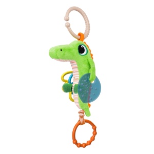 Chicco Vibrating Crocodil Rattle, crocodil textil dragut cu efect de vibratie, cu jingle si mini mingi, cu inel de atasat la carucior sau scaun auto, sunete amuzante, 3-24 luni - Img 2