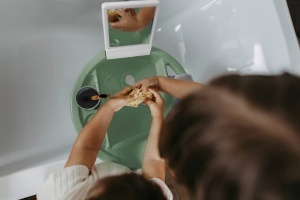 Chiuveta pentru copii Rotho Kiddy Wash, verde, cu oglinda integrata - Img 4