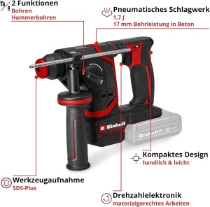 Ciocan rotopercutor Einhell TP-HD 1817-C Li BL, 1,7 J, fara acumulator - Img 3