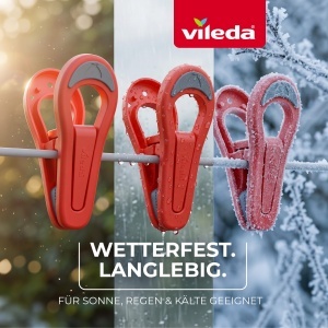 Clame de rufe Vileda 48 bucati, fara metal, rezistente la intemperii, rosii - Img 6