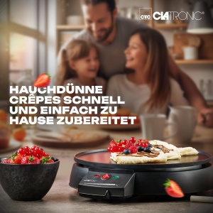 Clatronic Clatita pentru clatite cu O 29 cm | Producator de clatite incl. Distribuitor de aluat | suprafata acoperita antiaderenta | Termostat continuu variabil si semafor de coacere | Aparat de clatite cu 900 W | CM 3372 - Img 6