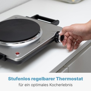 Clatronic(r) Placa de gatit electrica cu 1500W | Plita 1 plita pentru bucatarie, birou sau camping | plita electrica cu reglare continua a temperaturii | O singura placa de gatit din otel inoxidabil | EKP 3788 - Img 6