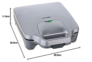 Cloer 6269 Sandwich Maker XXL, 1800 W, pentru 4 sandvisuri, paine prajita americana, umplutura XXL, mesaj optic gata, argintiu - Img 8