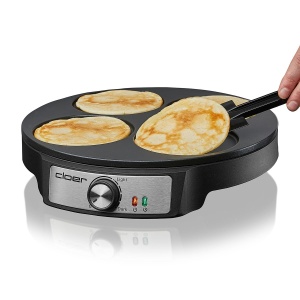 Cloer 6625 Pancake Maker, Mini Clatite, pentru 4 clatite mici fiecare de 11 cm O, 1200 W, acoperire antiaderenta, incl. intorsator de clatite, negru - Img 4