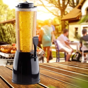 Coloana de bere Relaxdays cu robinet, IxLxA: 50 x 23 x 18 cm, capacitate 2,5 l, pompa transparenta, turn de bere, negru - Img 2