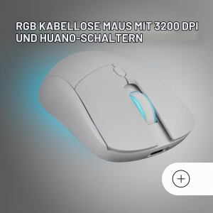 Combo gaming Mars Gaming MCPWTKL, tastatura TKL RGB, mouse wireless 3200 DPI, alb - Img 4