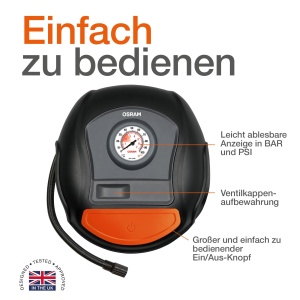Compresor portabil OSRAM TYREinflate 200, 12V, umflare rapida pentru anvelope - Img 4