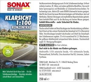 Concentrat curatare SONAX KlarSicht 1100, 250 ml, pentru parbriz - Img 2