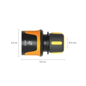 Conector furtun Fiskars STOP 1027078 SoftGrip O 9 mm NegruPortocaliuGalben - Img 2
